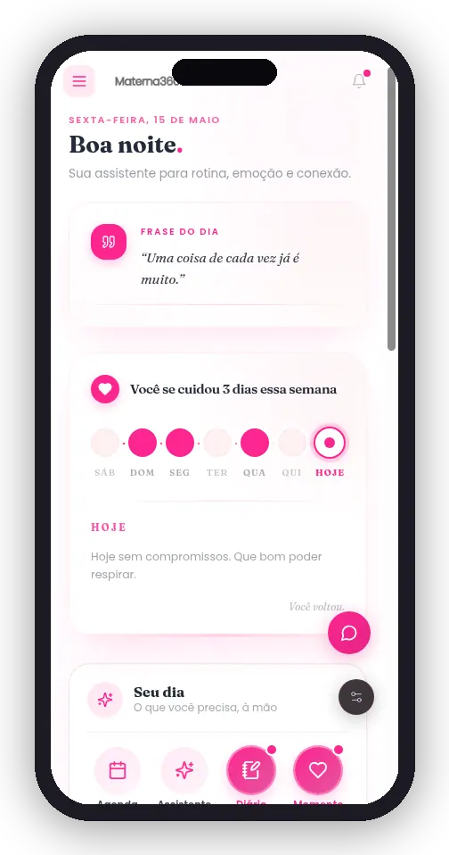 Tela inicial Materna360
